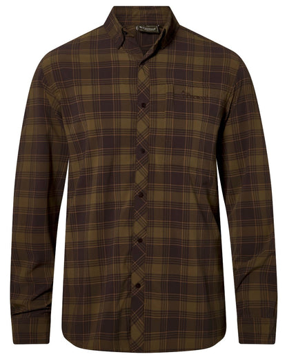 Dark Olive Dark Sandstone coloured Pinewood Mens Abisko Trekking InsectSafe Long Sleeve Shirt on white background 