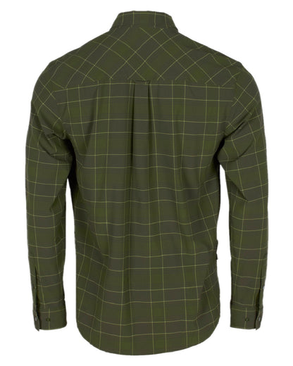 Moss Green Coloured Pinewood Mens Abisko Trekking Long Sleeve Shirt on white background 