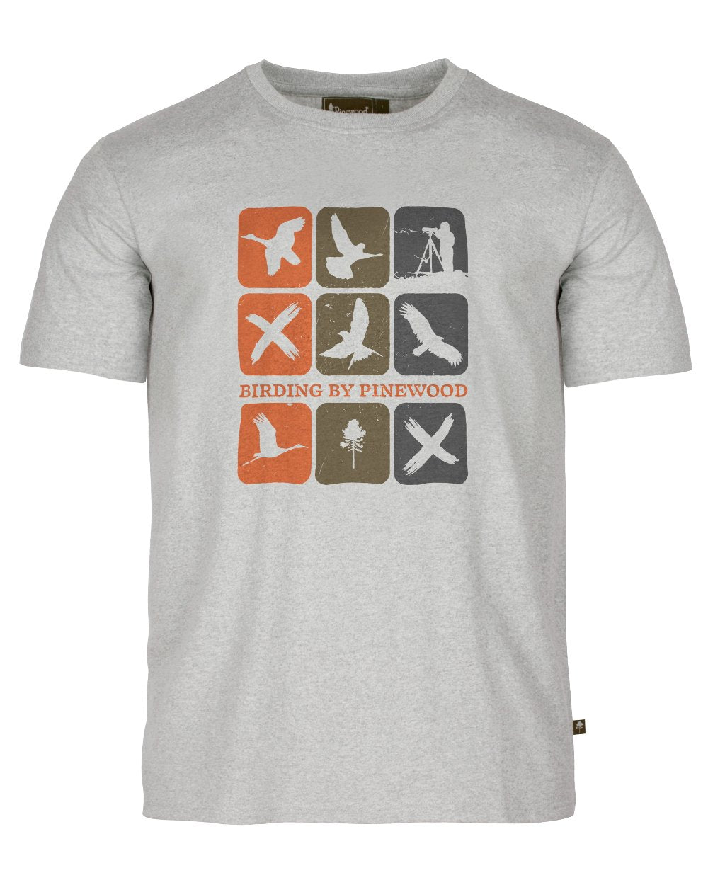 Light Grey Melange Combo coloured Pinewood Mens Birding T-Shirt on white background 