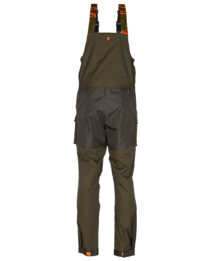 Green Dark Green Coloured Pinewood Mens Bolmen Fishing Bib Trousers on white background 