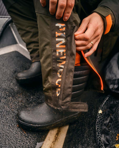 Green Dark Green Coloured Pinewood Mens Bolmen Fishing Bib Trousers on outdoor background 