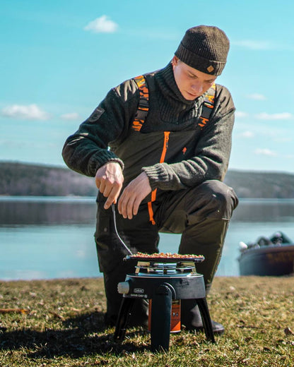 Green Dark Green Coloured Pinewood Mens Bolmen Fishing Bib Trousers on outdoor background 