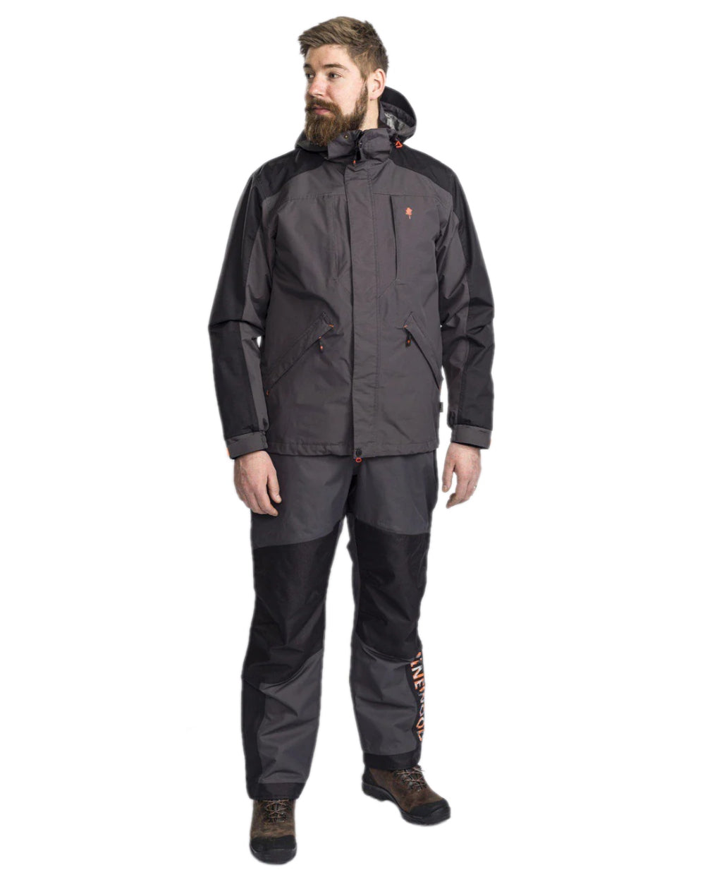 Dark Anthracite Black Coloured Pinewood Mens Bolmen Fishing Jacket on white background 