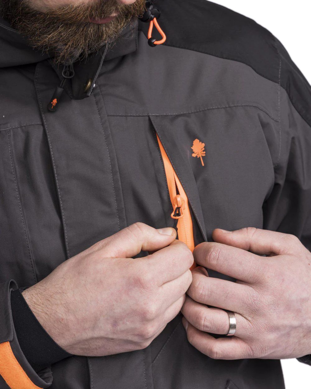 Dark Anthracite Black Coloured Pinewood Mens Bolmen Fishing Jacket on white background 