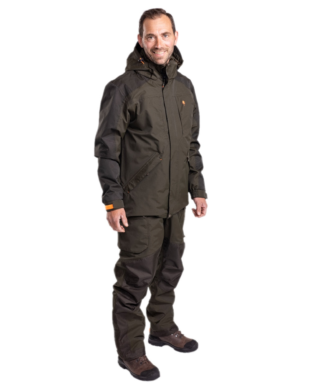 Green Dark Green Coloured Pinewood Mens Bolmen Fishing Jacket on white background 