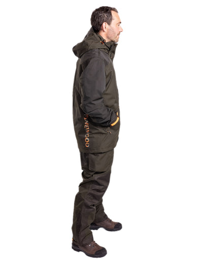 Green Dark Green Coloured Pinewood Mens Bolmen Fishing Jacket on white background 