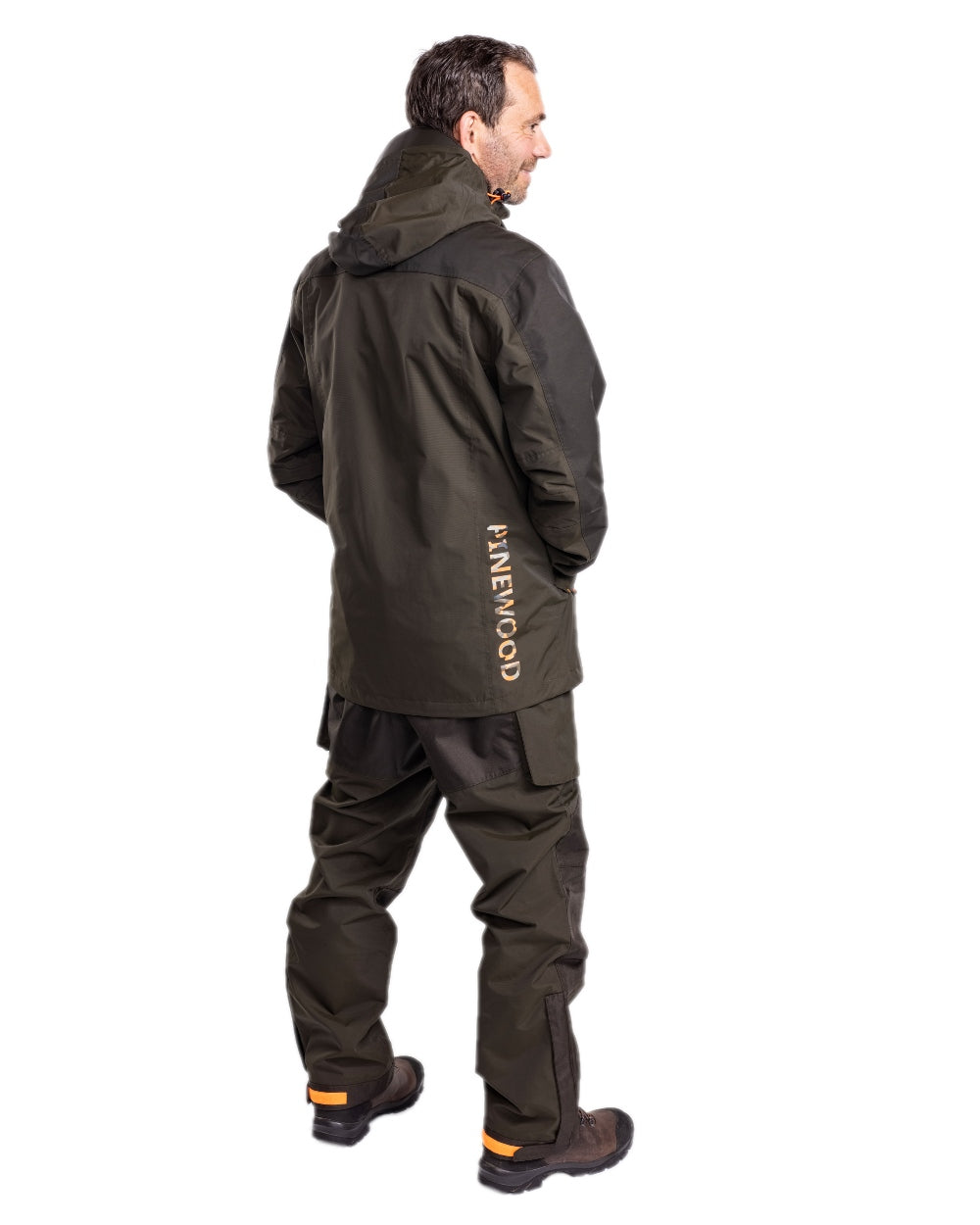 Green Dark Green Coloured Pinewood Mens Bolmen Fishing Jacket on white background 