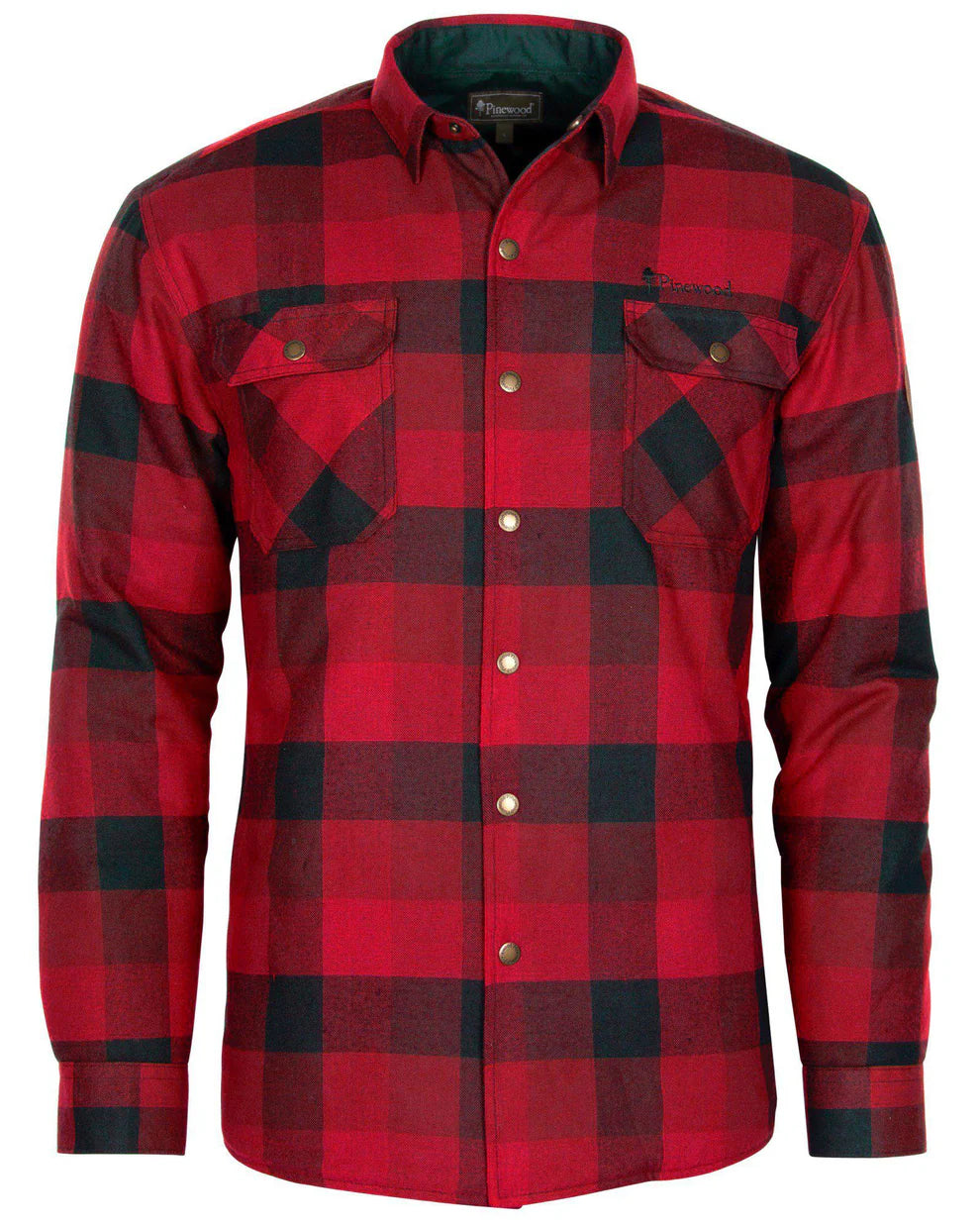 Red Black coloured Pinewood Mens Canada Classic 2.0 Shirt on white background 