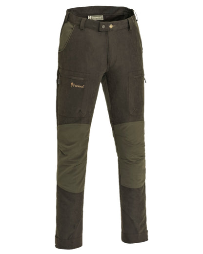 Suede Brown Dark Olive Coloured Pinewood Mens Caribou Hunt Extreme Trousers on white background 