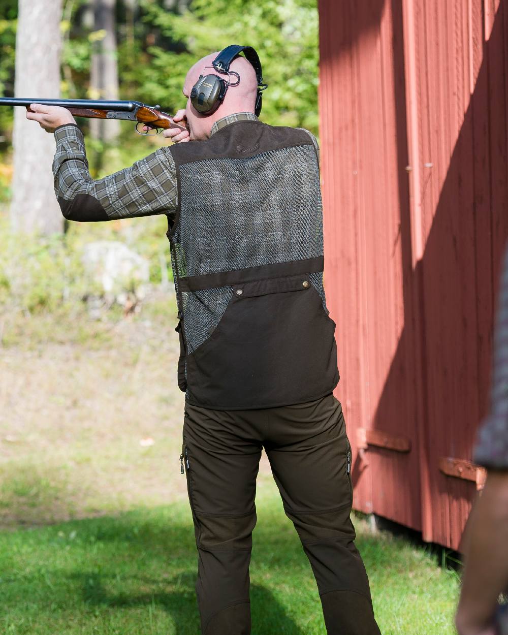 Suede Brown Dark Olive Coloured Pinewood Mens Caribou Hunt Extreme Trousers on outdoor background 