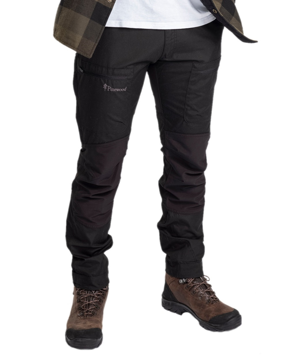Black Coloured Pinewood Mens Caribou TC-Lite Trousers on white background 