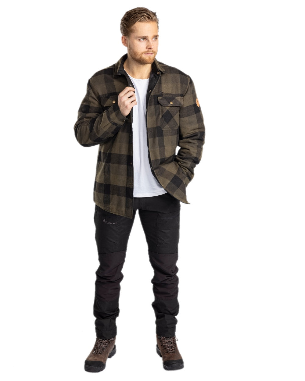 Black Coloured Pinewood Mens Caribou TC-Lite Trousers on white background 