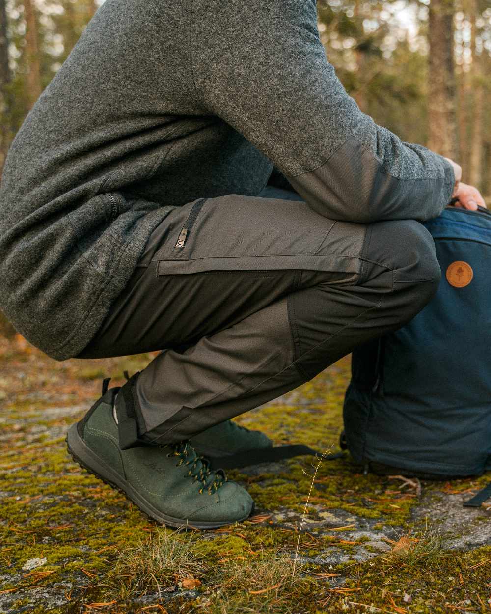 Dark Anthracite Black Coloured Pinewood Mens Caribou TC-Lite Trousers on outdoor background 