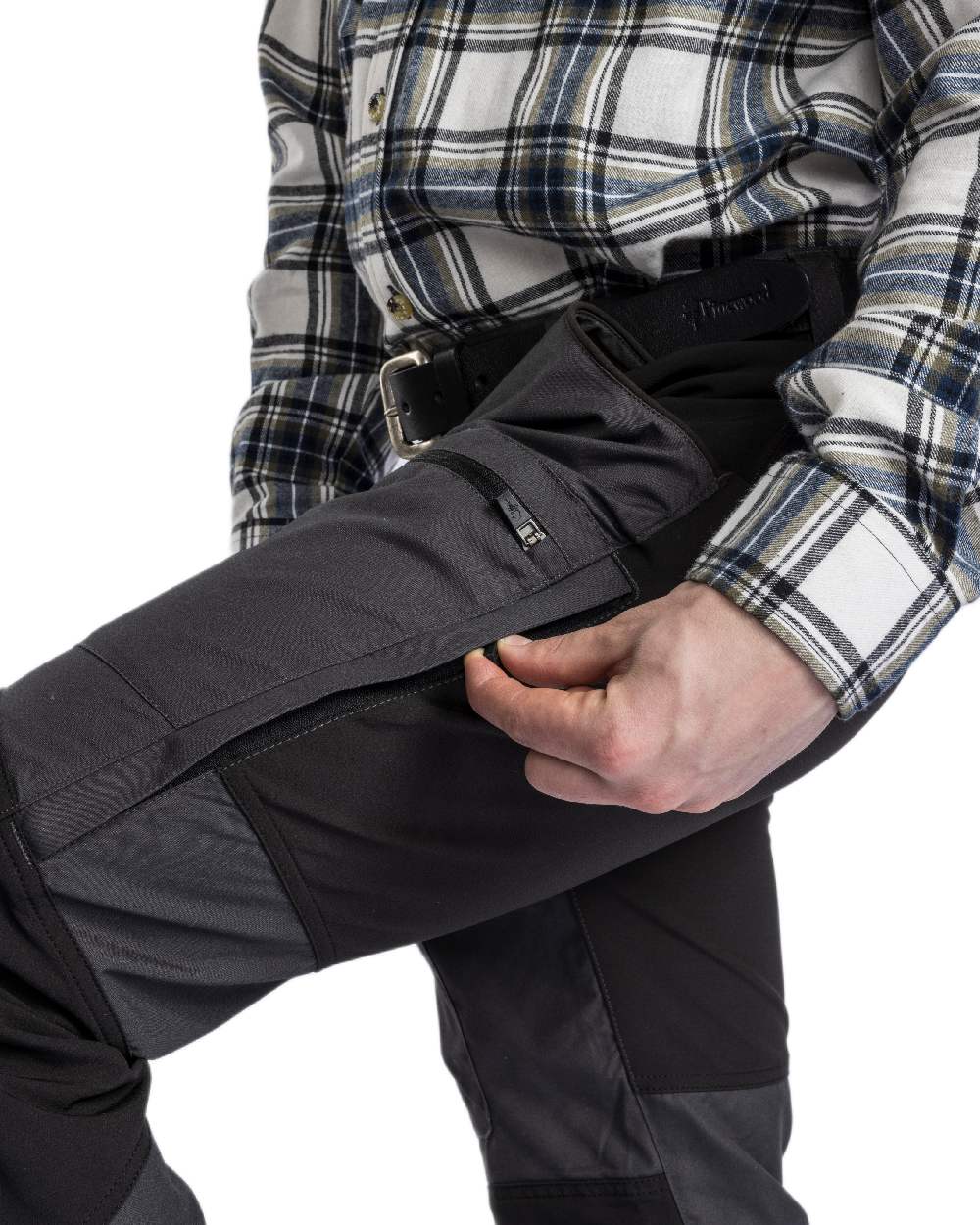 Dark Anthracite Black Coloured Pinewood Mens Caribou TC-Lite Trousers on white background 