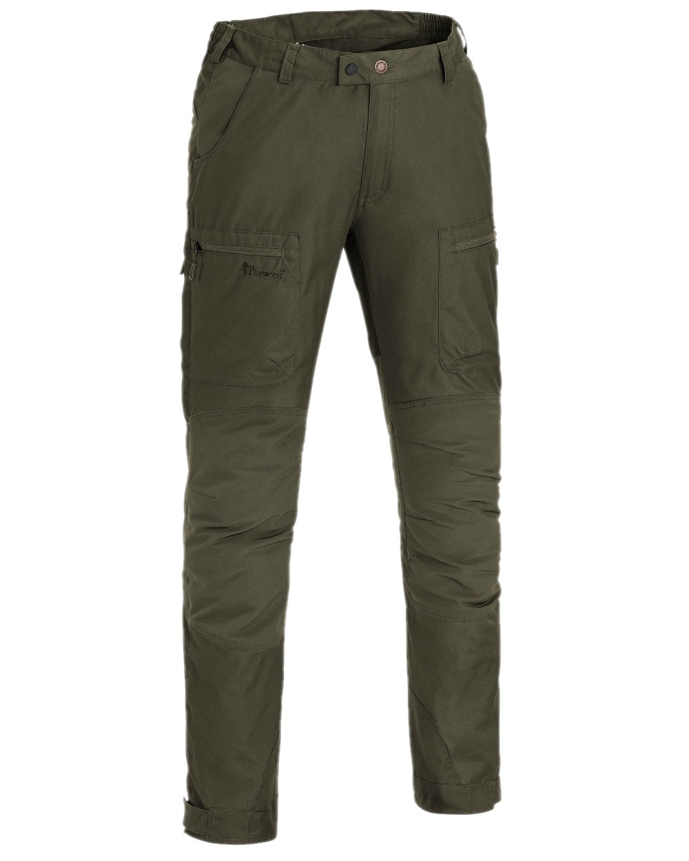 Dark Olive Coloured Pinewood Mens Caribou TC-Lite Trousers on white background 