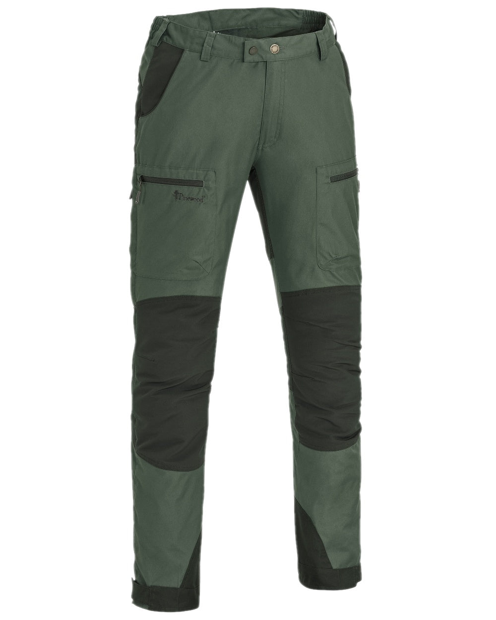 Mid Green Mossgreen Coloured Pinewood Mens Caribou TC-Lite Trousers on white background 