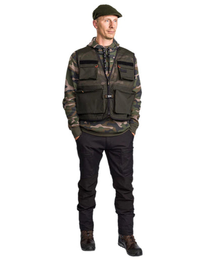 Black Coloured Pinewood Mens Caribou Tc Extreme Trousers on white background 