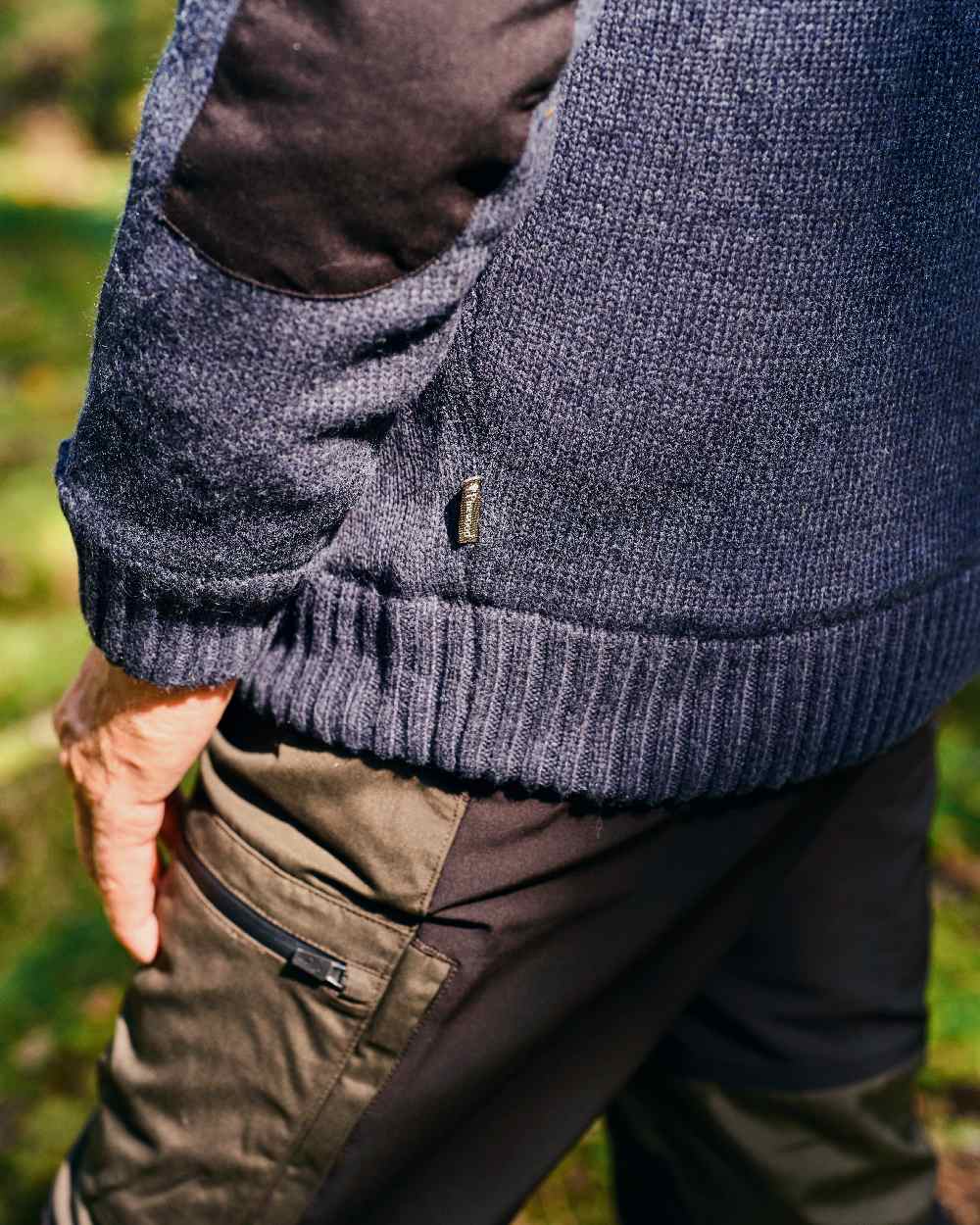 Moss Green Black Coloured Pinewood Mens Caribou Tc Extreme Trousers on forest background 