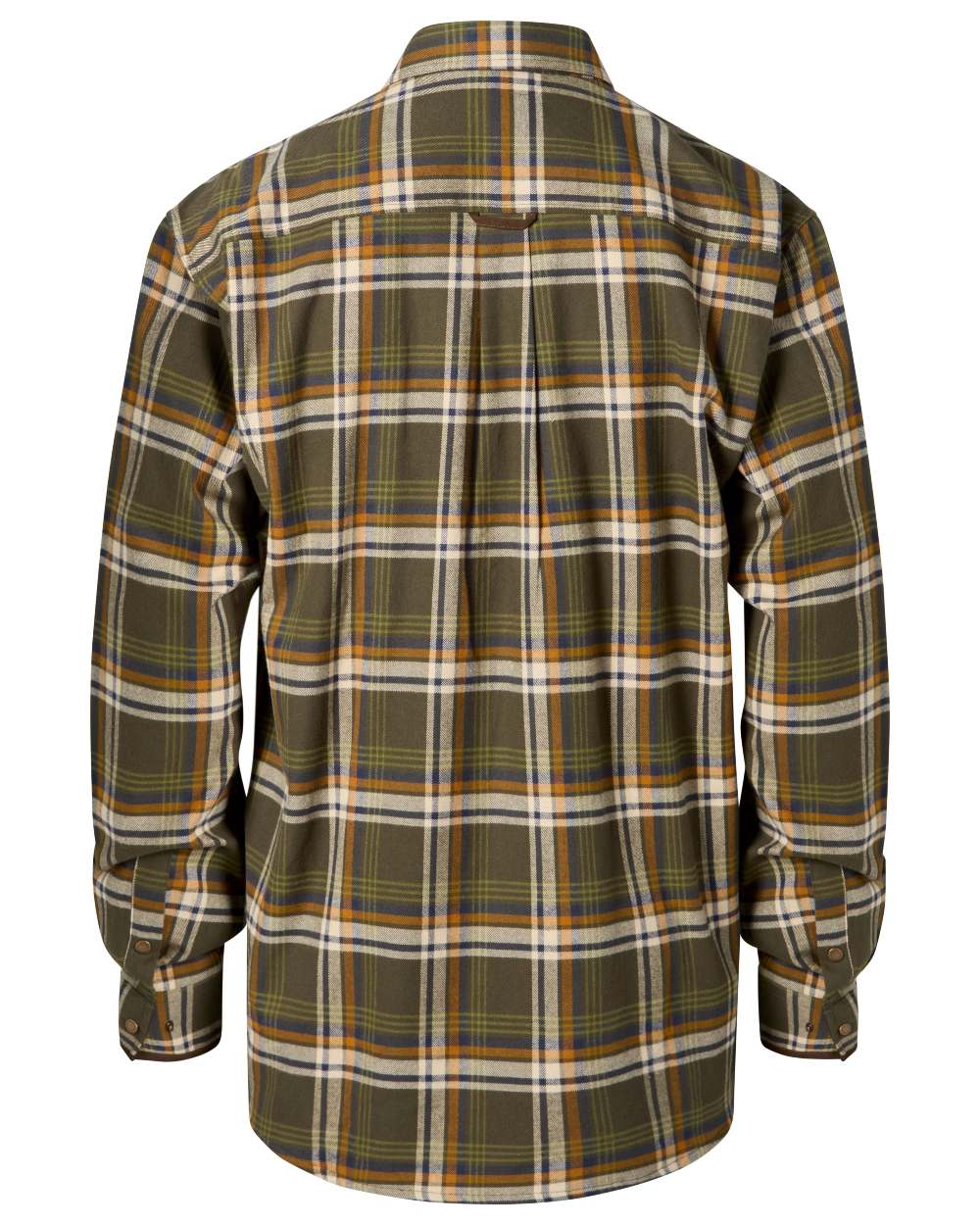 Moss Green Light Khaki coloured Pinewood Mens Cornwall Flannel Shirt on white background 