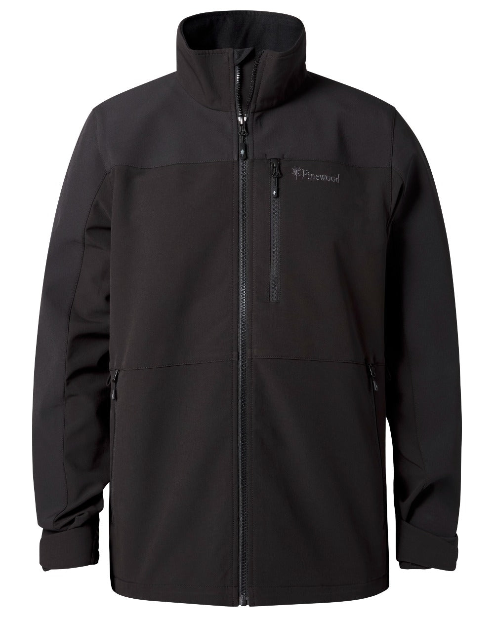 Black coloured Pinewood Mens Dog Sports Hybrid Stretch Jacket on white background 