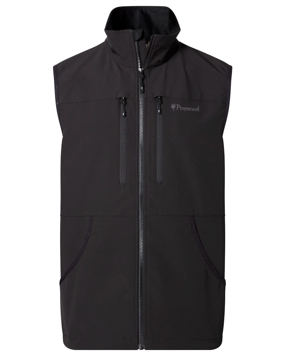 Black coloured Pinewood Mens Dog Sports Stretch Vest on white background 