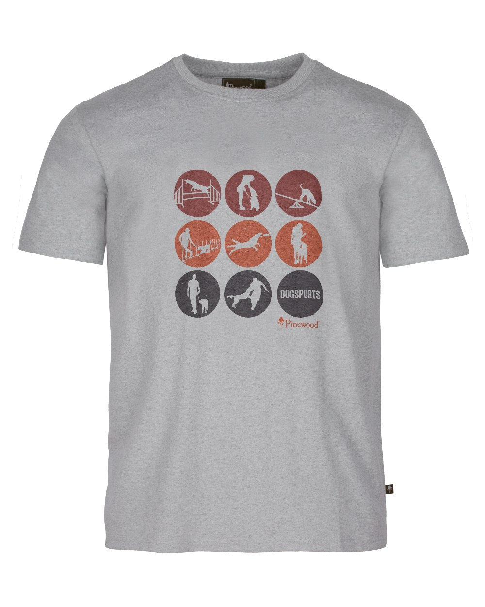 Light Grey Melange Activity coloured Pinewood Mens Dog Sports T-Shirt on white background 