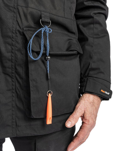 Black Coloured Pinewood Mens Dog Sports Trainer Extreme Jacket on white background 
