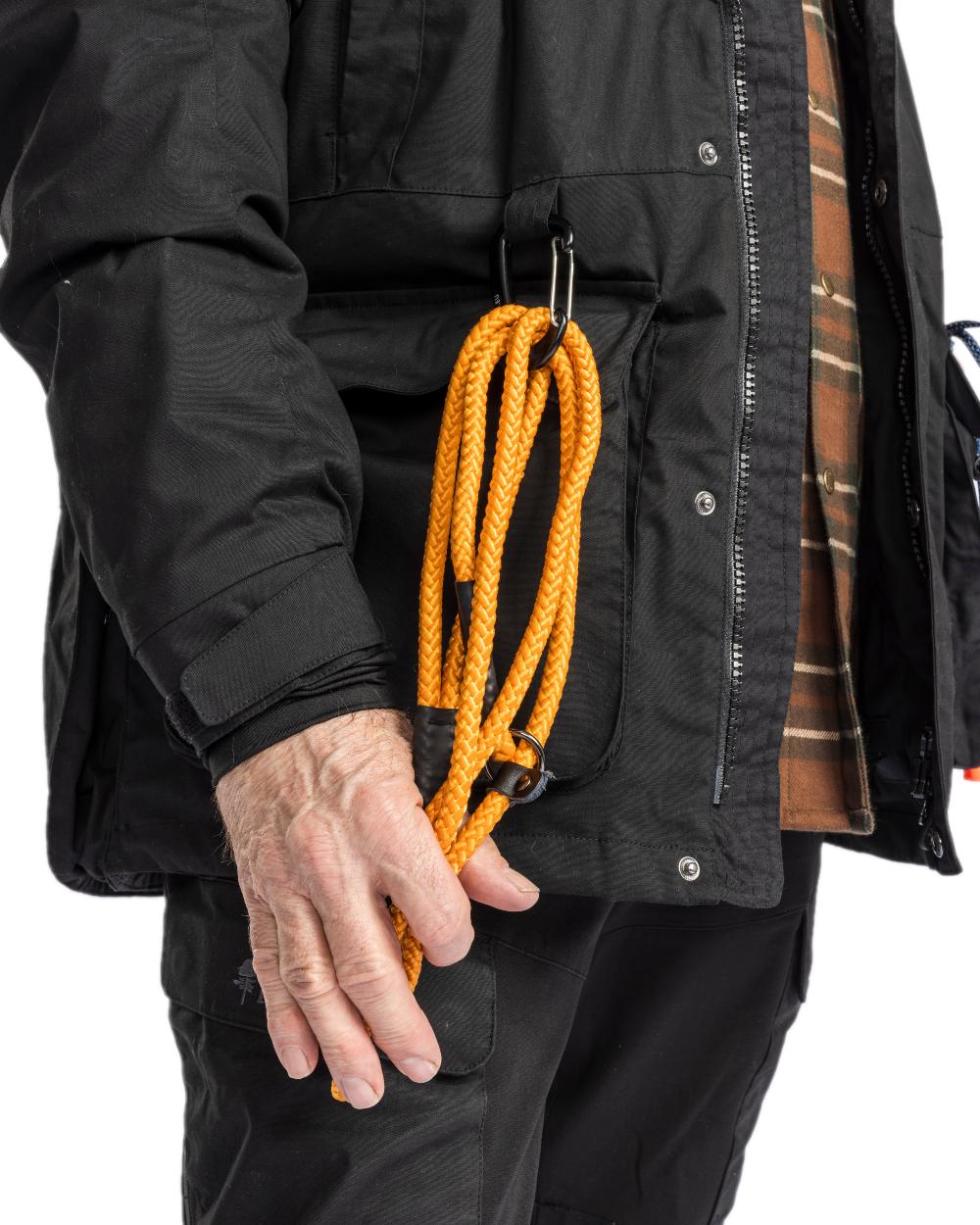 Black Coloured Pinewood Mens Dog Sports Trainer Extreme Jacket on white background 