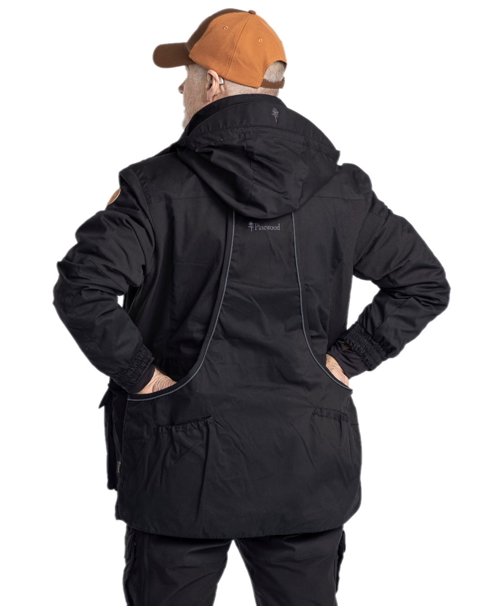 Black Coloured Pinewood Mens Dog Sports Trainer Extreme Jacket on white background 