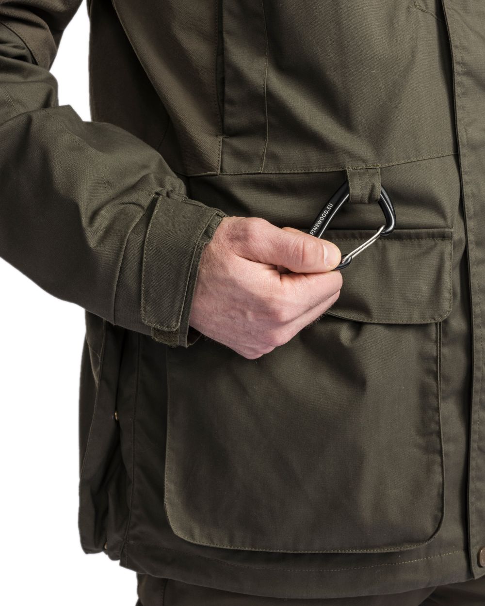 Moss Green Coloured Pinewood Mens Dog Sports Trainer Extreme Jacket on white background 