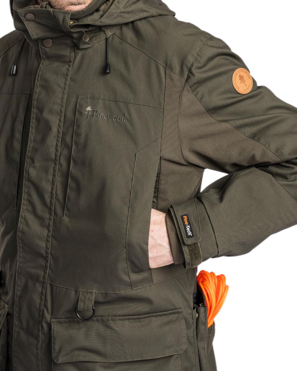 Moss Green Coloured Pinewood Mens Dog Sports Trainer Extreme Jacket on white background 