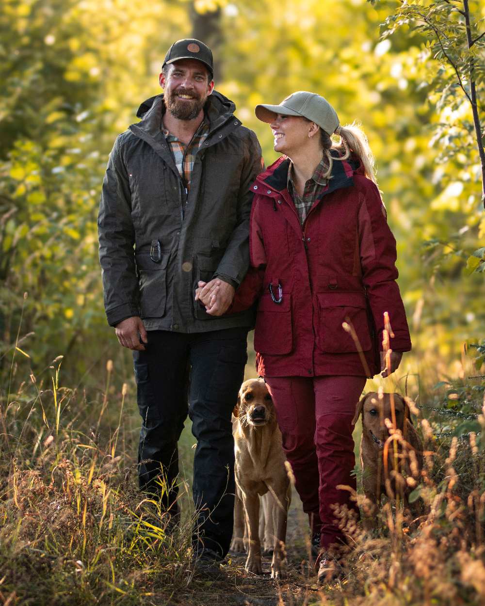 Moss Green Coloured Pinewood Mens Dog Sports Trainer Jacket on outdoor background 