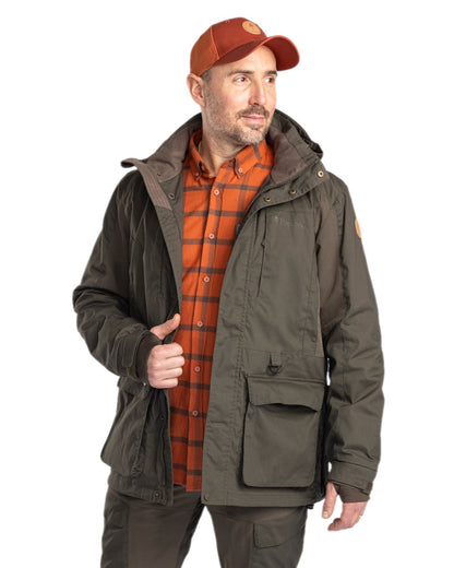 Moss Green Coloured Pinewood Mens Dog Sports Trainer Jacket on white background 