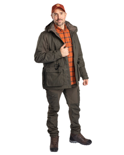 Moss Green Coloured Pinewood Mens Dog Sports Trainer Jacket on white background 