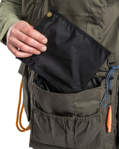 Moss Green Coloured Pinewood Mens Dog Sports Trainer Vest on white background 