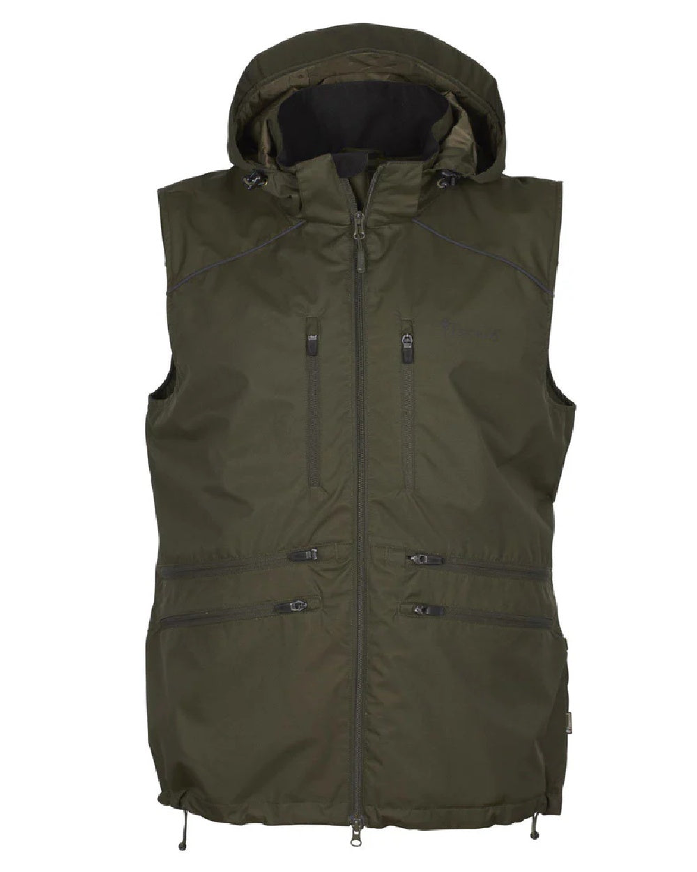 Moss Green coloured Pinewood Mens Dog Sports Windblocker Vest on white background 