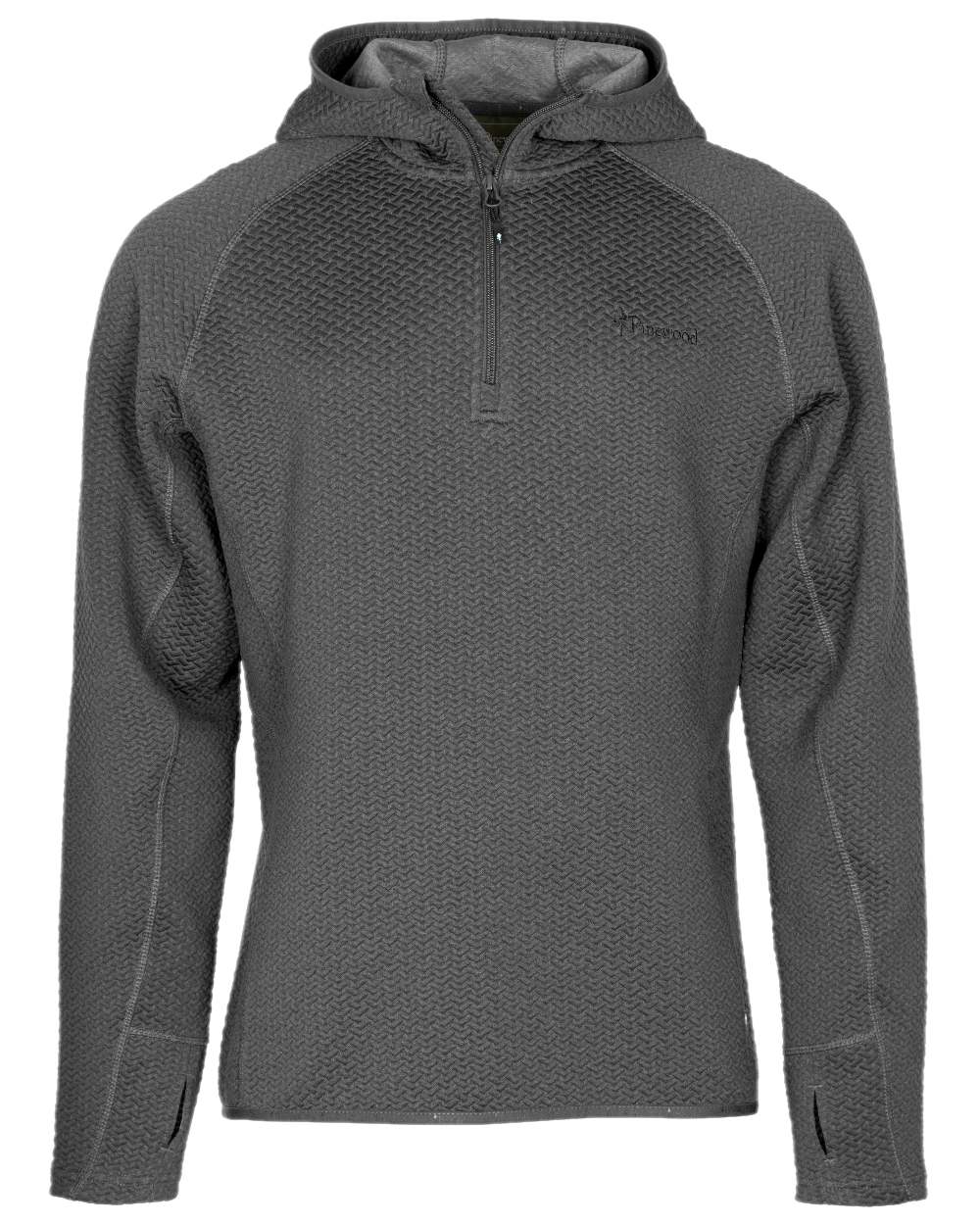 Grey Mel Coloured Pinewood Mens Everyday Travel Hoodie on white background 