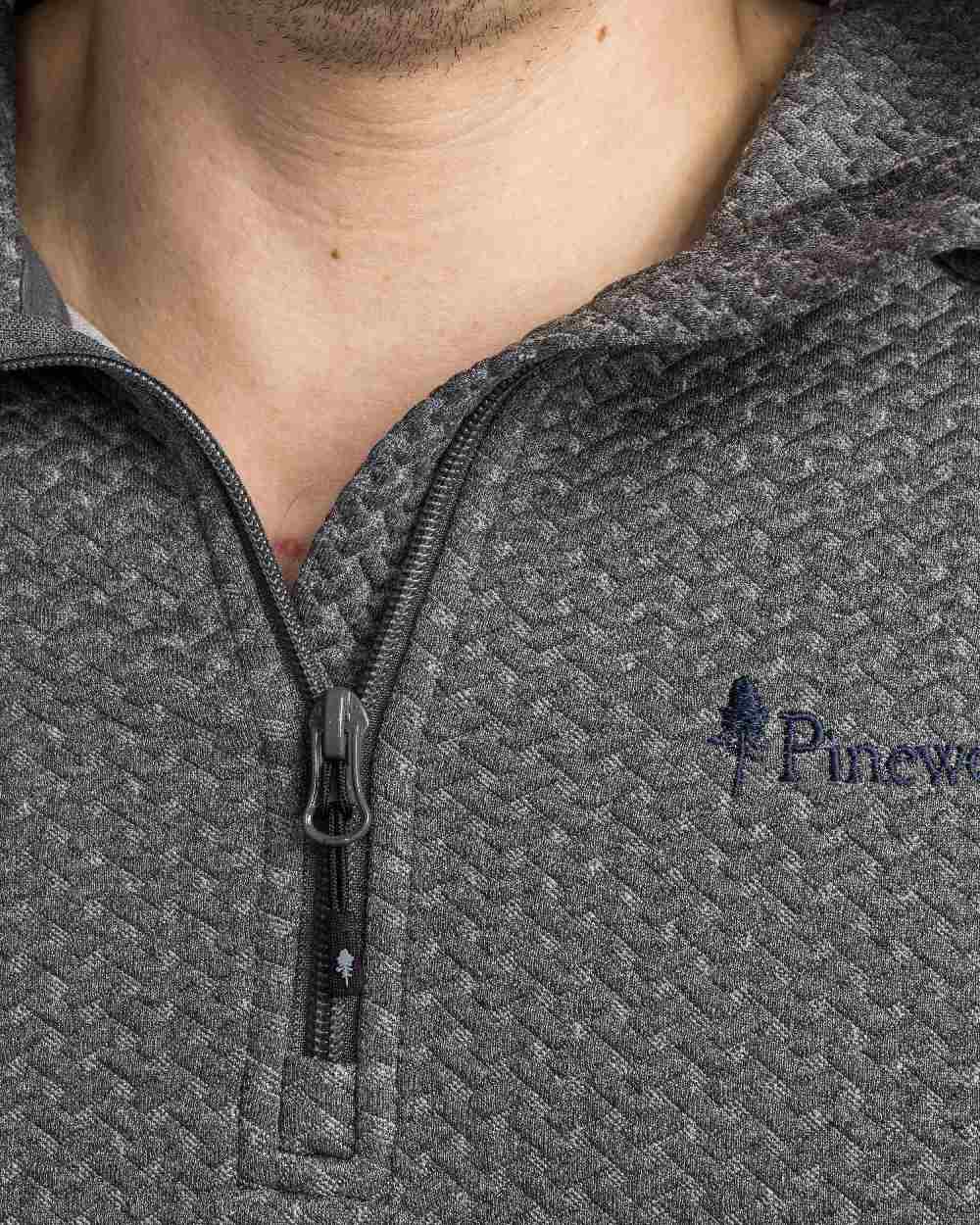 Grey Mel Coloured Pinewood Mens Everyday Travel Hoodie on white background 