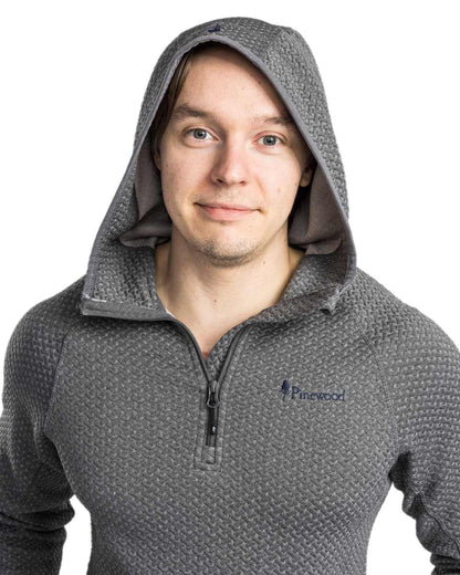 Grey Mel Coloured Pinewood Mens Everyday Travel Hoodie on white background 