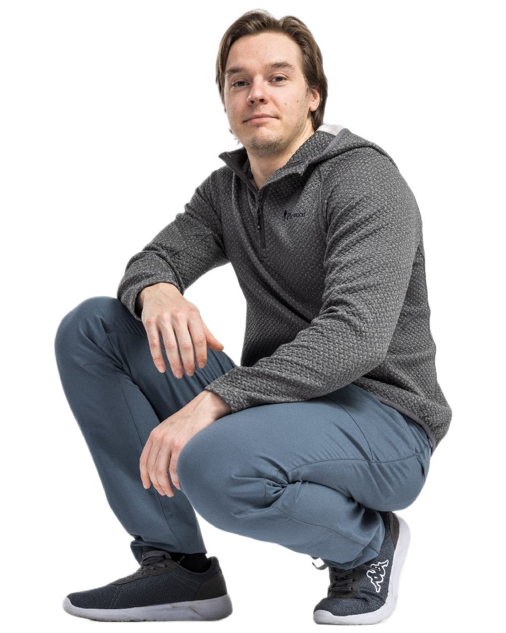 Grey Mel Coloured Pinewood Mens Everyday Travel Hoodie on white background 