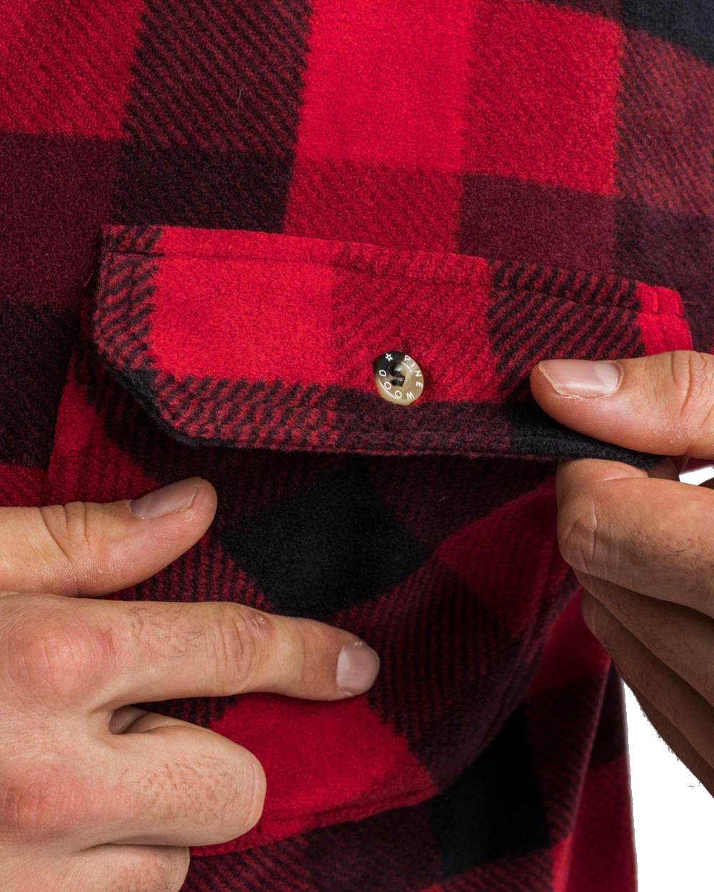 Red Black coloured Pinewood Mens Finnveden Canada Shirt on white background 