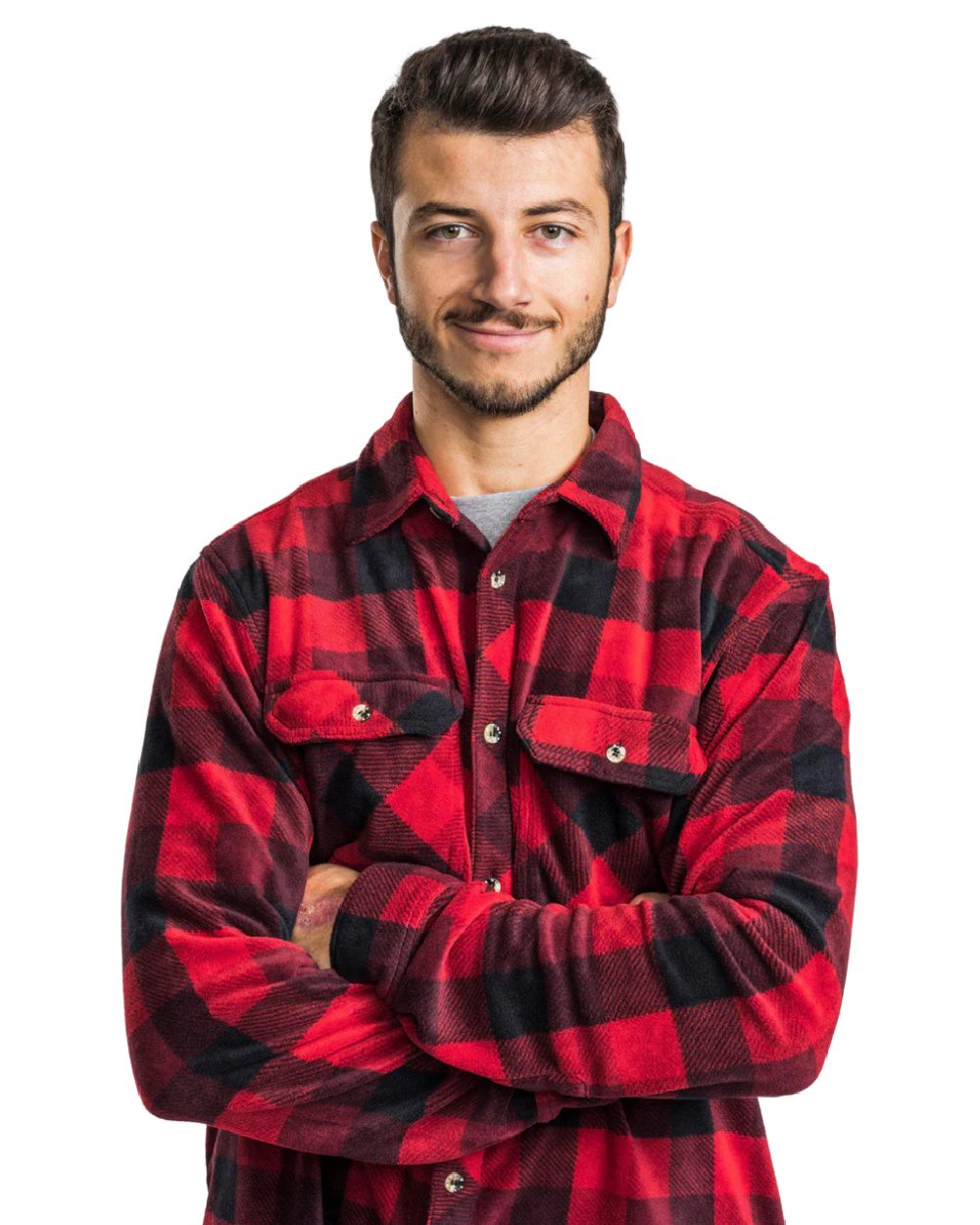 Red Black coloured Pinewood Mens Finnveden Canada Shirt on white background 