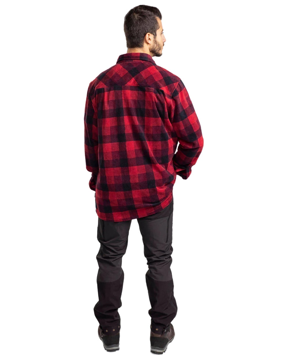 Red Black coloured Pinewood Mens Finnveden Canada Shirt on white background 