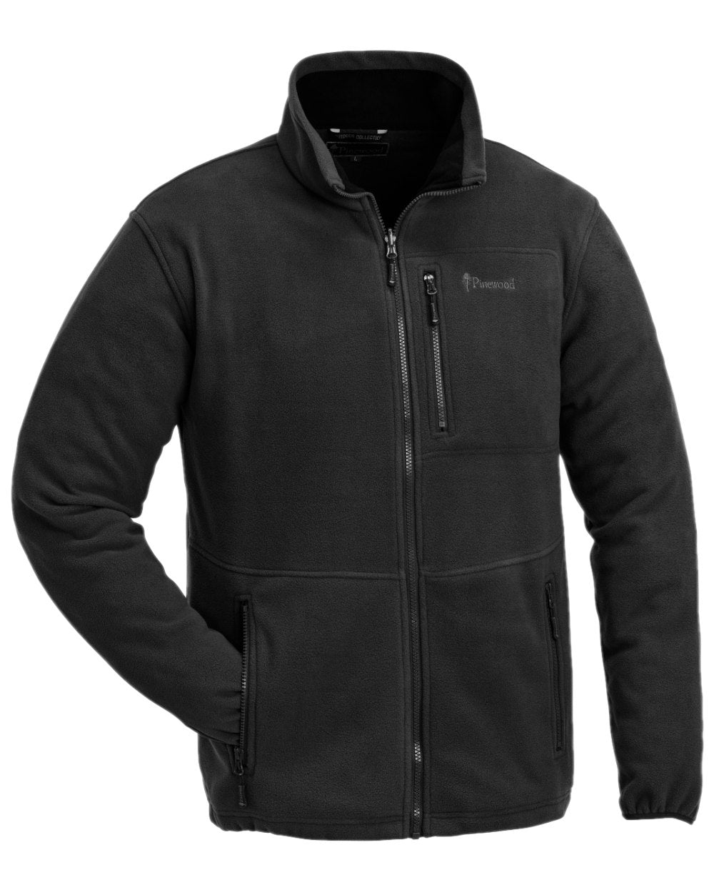 Black Coloured Pinewood Mens Finnveden Fleece Jacket on white background 