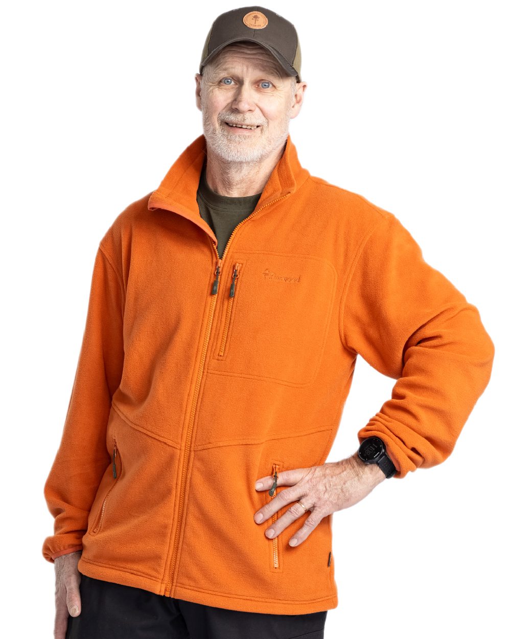 Burned Orange Pinewood Mens Finnveden Fleece Jacket on white background 