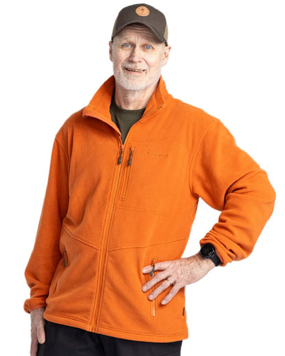 Burned Orange Pinewood Mens Finnveden Fleece Jacket on white background 
