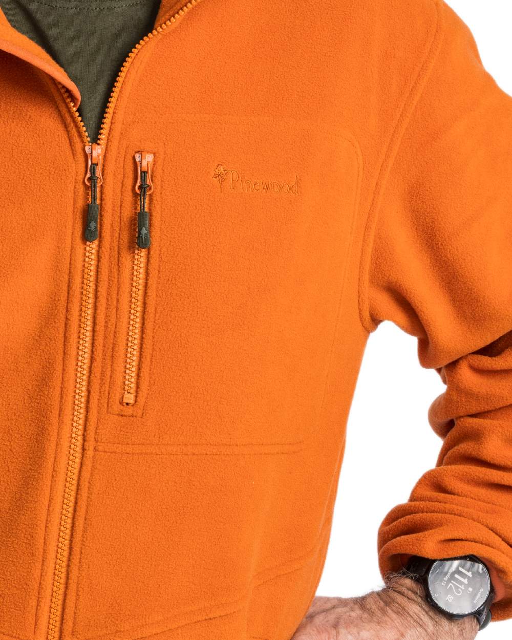 Burned Orange Pinewood Mens Finnveden Fleece Jacket on white background 
