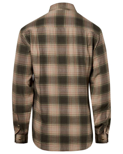 Olive Dark Green coloured Pinewood Mens Finnveden Forest Flannel Shirt on white background 