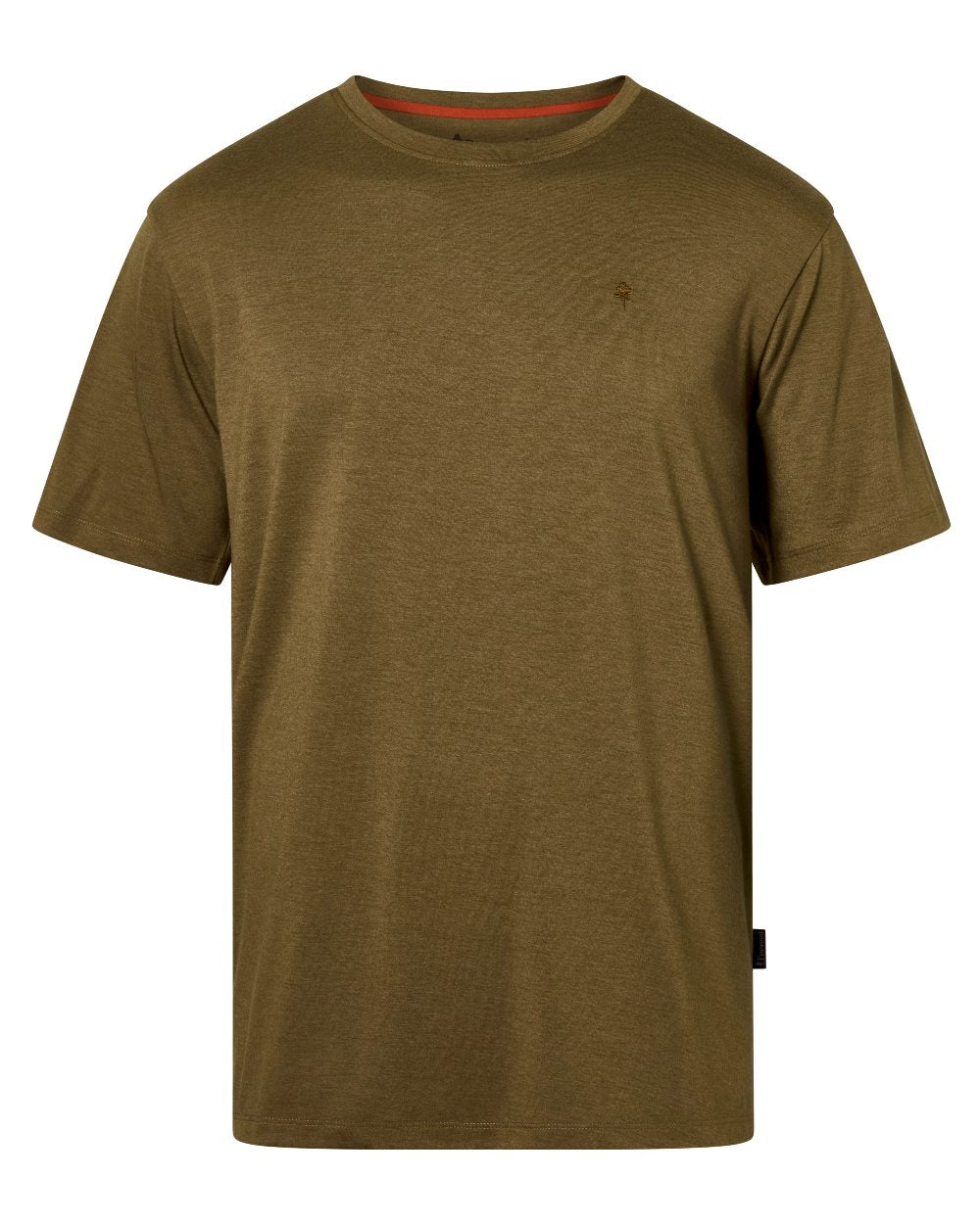 Olive Green coloured Pinewood Mens Finnveden Forest T-Shirt on white background 