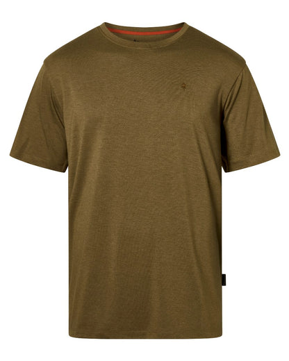 Olive Green coloured Pinewood Mens Finnveden Forest T-Shirt on white background 